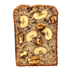 Slice of Banana Nut Bread with Visible Walnuts and Banana Pieces