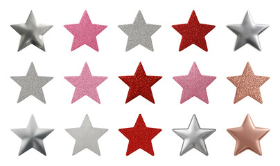 PNG Colorful glitter star collection, element set on transparent background