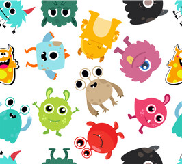 cute monster Halloween seamless pattern, vector illustration 