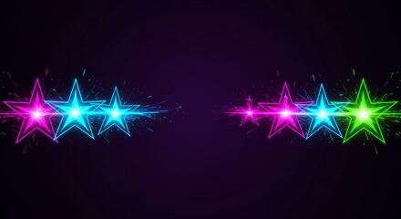 Abstract glowing star shapes arrayed on dark backdrop for graphic design elements