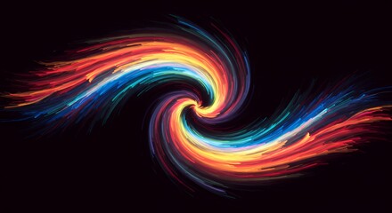 Abstract swirl of vibrant colors on black background graphic design element