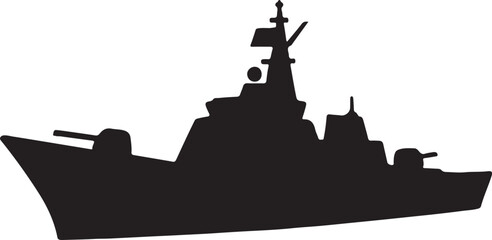 Obraz premium Warship silhouette vector, naval military ship design, EPS vector for illustration and graphics