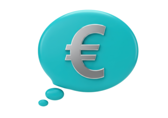 Isolated thought bubble with euro sign, suggesting money concerns or currency exchange