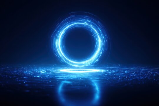 Abstract glowing blue circle in dark background