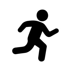 Black Silhouette Icon of a Person Running or Sprinting Forward Quickly