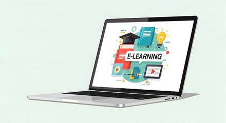 Engaging Digital E-Learning Platform on a Laptop Screen for Online Education and Remote Study Concepts