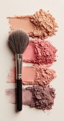 Makeup brush and blush swatches