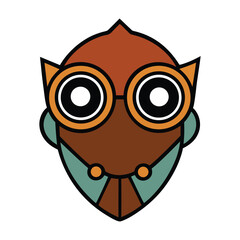 Steampunk Mask White Background Vector