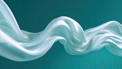 Smooth, flowing fabric draped in soft teal background