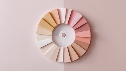 Circular color palette of soft, muted pinks and beiges