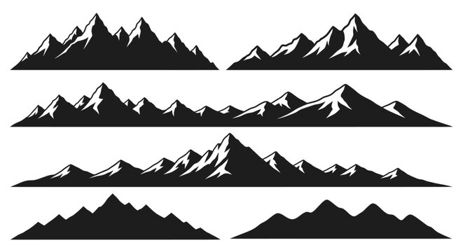 Vector illustration of mountain ranges peaks and silhouettes Perfect for logos prints and outdoor designs