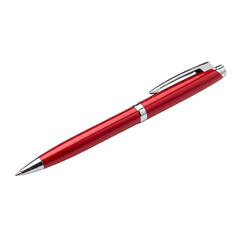 Sleek Red Pen Stationery Elegant Writing Tool Precision Instrument Fine Point Chrome Accents on transparent background