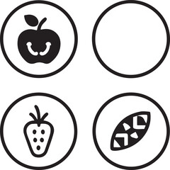 Isolated black vector World Vegan Day icons, black vegan food, black vector plant based diet, fruits vegetables, editable minimal line art icons, isolated on transparent background