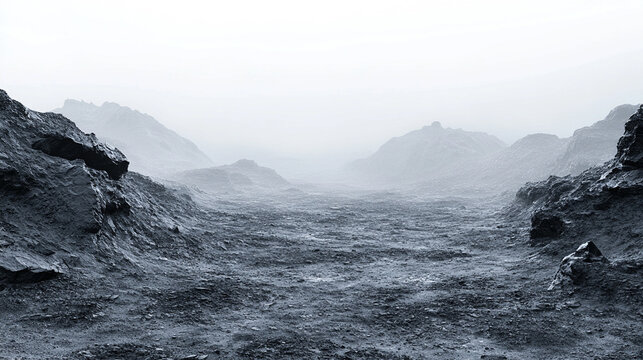 Minimalist volcanic terrain at sunrise, soft warm light casting long shadows across rugged slopes. A serene abstract landscape blending nature, geology, and atmospheric beauty.