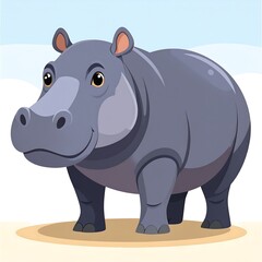 Fototapeta premium Cartoon hippo, friendly