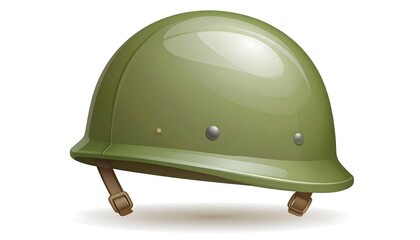 A military helmet, olive drab in color, is angled to the right, highlighted by a subtle shadow.