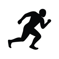 Silhouette of a person running at full speed on a white background