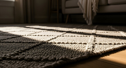 A sunlit rug in a living room setting creating a warm and inviting atmosphere