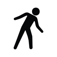 Simple stylized pictogram of a person walking, stumbling or falling forward slightly