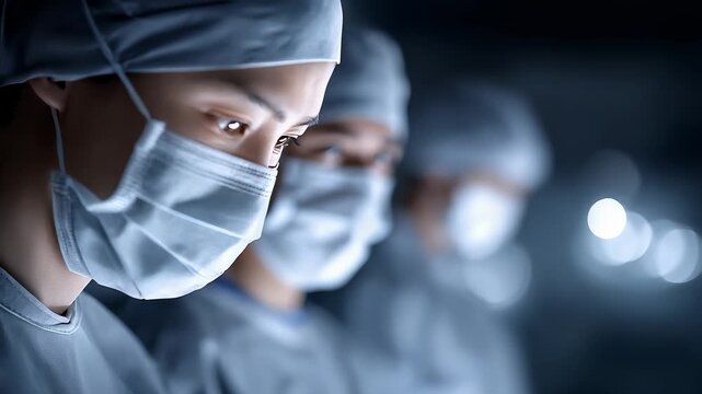 Medical staff focus on surgery medical team collaboration