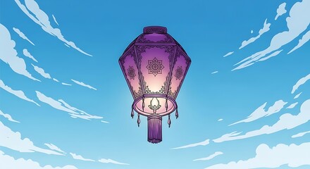 Purple Lantern Sky Festive Design.