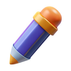Vibrant 3D Pencil Icon: Colorful Design Element for Creativity