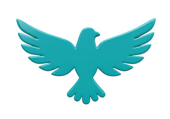 Isolated Teal Bird Symbol of Peace Concept Sign for Graphic Design Project and Christianity Hope