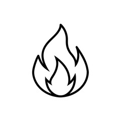 Simple black outline of a flame isolated on transparent background
