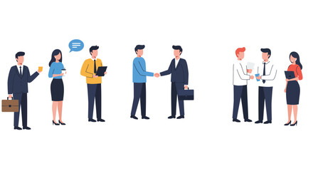Business people engaging in professional interaction and networking activities