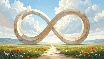 Infinity symbol in a field of wildflowers