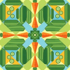 Veggie Kaleidoscope Pattern.