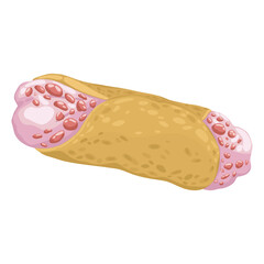 A single hand-drawn cannoli filled with creamy ricotta and pistachios. This vector illustration captures the essence of this classic Italian pastry, perfect for culinary blogs, bakery desserts