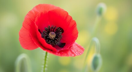 Red Poppy Flower Meadow Bloom. (1)