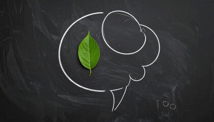 Eco Chat Leaf Symbol Inside Drawn Speech Bubble on Chalkboard
