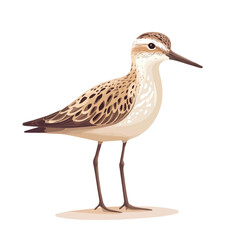 Sandpiper, cartoon vector illustration, flat 2D isometric style, white background.