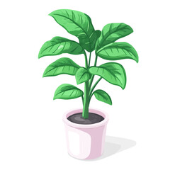 Tall Plant Pot, 2D isometric flat cartoon vector illustration isolated on white background.