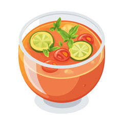 Gazpacho, flat 2D isometric cartoon vector image isolated on white background.