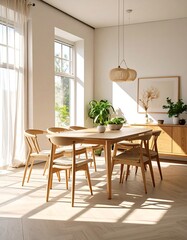 Fototapeta premium Bright, sunlit dining room