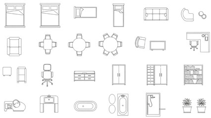 CAD Furniture Blocks | Mobiliario Plan View Vector for Architecture and Interior Design