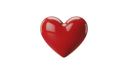 Red heart shape isolated on transparent background for love and valentines day