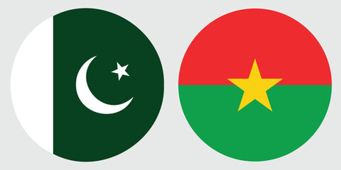 brukina faso and pakistan circular flag on a grey backround