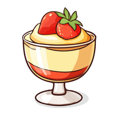 Pudding, flat 2D isometric cartoon vector image isolated on white background.