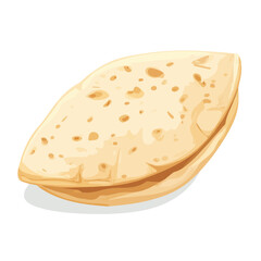 Pita Bread, flat 2D isometric cartoon vector image isolated on white background.