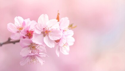 Obraz premium Pink cherry blossom flowers with soft pastel background