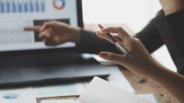 Accounting company provide finance and taxation planning for profitable cash flow, Auditor and accountant team working in office, analyze financial data and accounting record with calculator.Insight