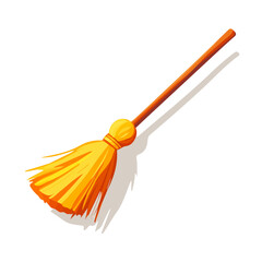 Halloween Broomstick, 2D isometric flat cartoon vector illustration isolated on white background.