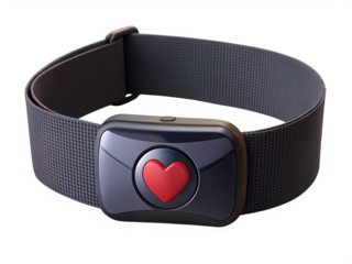 Gray strap device red heart sensor isolated on a transparent background image