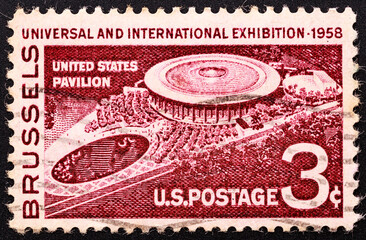 UNITED STATES OF AMERICA - CIRCA 1958.A United States Postage Stamp celebrating the 1958 Brussels World's Fair, circa 1958.