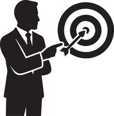 Business goals and target vector silhouette, strategy, achievement, planning, success, growth