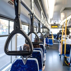 Inside city bus, passengers